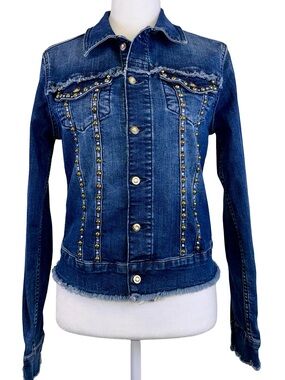 GIZIA EMBELLISHED BLUE DENIM JACKET
